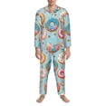thumbnail image 3 of Naloa Colorful Donut Men’s Pajamas Set - Long Sleeve Button Down Sleep Shirt and Pajama Bottoms Sleepwear Set-X-Large, 3 of 7