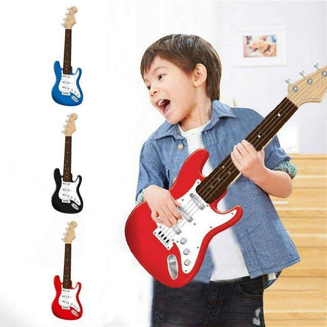 LOVEVER Jouets d'Extérieur Enfants 8-12 Guitare Jouet Enfants 4 Cordes Guitare Instruments de Musique Garçons et Filles Instrument Électronique Portable Guitare Débutant Instrument de Musique