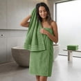 thumbnail image 5 of RIVERSIDE 2 Pack Oversized Bath Sheets 35x70 Soft and Absorbent 600 GSM Ribbed Cotton Towels - Sage, 5 of 9