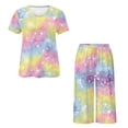 thumbnail image 5 of DISNIMO Butterfly Rainbow Printed Women's Short Sleeve Pajama Sets Soft 2 Piece Lounge Set Short Sleeve Tops and Capri Pant Pjs for Home, S, 5 of 7