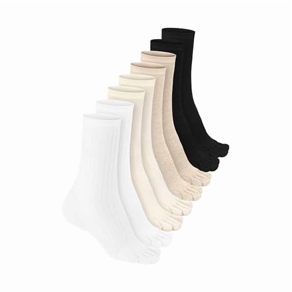 Eryueer 4 Pair Women Five Toe Socks Cotton Crew Ankle Socks with Toes for Women Men Athletic Running Yoga Daily