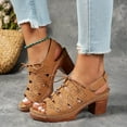 thumbnail image 2 of Mostsola Sandals for Women 2025 Trendy Peep Toe Slingback Heels Boho Hollow out Lace up Dress Shoes, 2 of 7