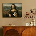 thumbnail image 4 of Hidden Frame Canvas Wall Art - Parody "Mona Lisa" Holding Toilet Paper Roll Playful Art Popular Wall Decor for Bathroom 16x12in, 4 of 8