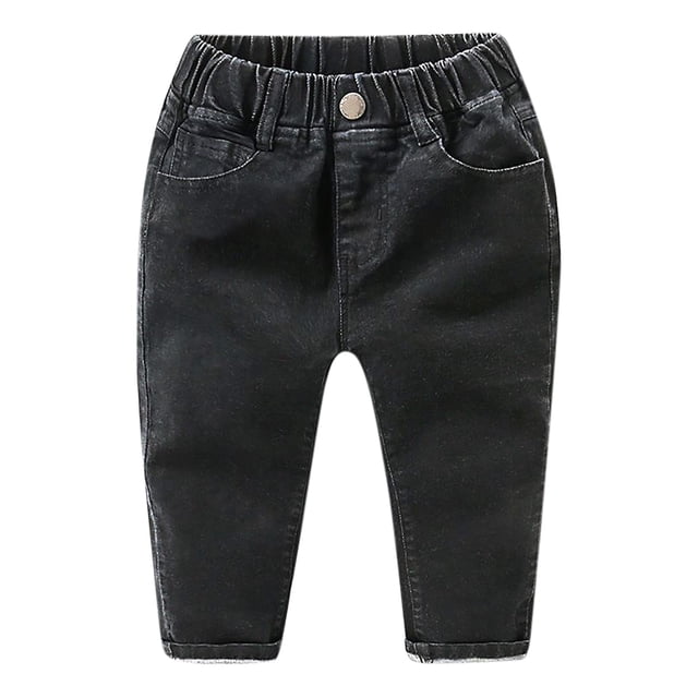 Odeerbi 3-10 Años Niñas Vaqueros Pantalones de Vaquero de Color Sólido de Moda de Cintura Alta Pantalones de Vaquero de Cintura Elástica