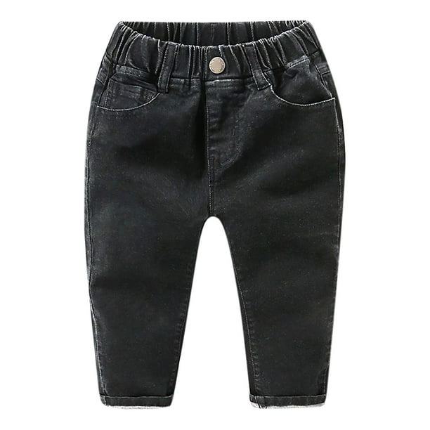 Odeerbi 3-10 Años Niñas Vaqueros Pantalones de Vaquero de Color Sólido de Moda de Cintura Alta Pantalones de Vaquero de Cintura Elástica
