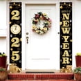 thumbnail image 1 of Decoraciones de feliz año nuevo negro 2025 Decoraciones de pancartas de fiesta de año nuevo, para colgar en el patio, puerta de entrada, 1 of 5
