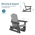 thumbnail image 2 of ACEGOSES Glider Outdoor Adirondack Chair with Smooth Motion and Cup Holder, Foldable 3-Position Adjustable HDPE Plastic for Patio and Deck, Gray, 2 of 8