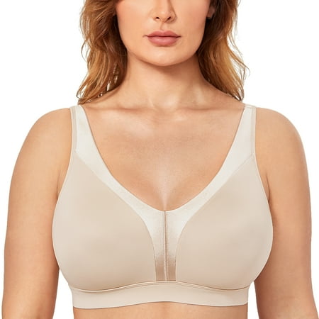 DELIMIRA Women s Wireless Bras Plus Size Full Coverage Smooth Unlined Bra B-G cup