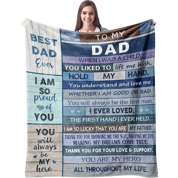 Gifts for Dad Blanket 60"x50",Dad Birthday Gift Throw Blanket,Gifts for Father's Day,Father Birthday Gift,Father Gifts Ideas,Best Dad Gifts from Daughter Son on Christmas,New Dad Gifts for Men