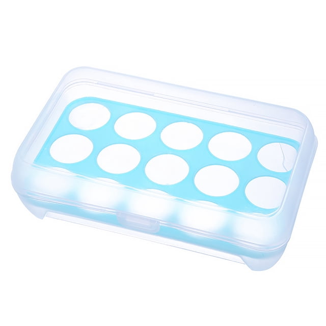 Wosthever Caja de almacenamiento de huevos de plástico de 15 rejillas, soporte para huevos, contenedor portátil de almacenamiento de alimentos, nevera de Organizadores de utensilios de cocina Azul Wosthever HA005026-03