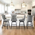 thumbnail image 4 of TEWLOSS 30" Swivel Bar Stools Set of 4, Gray Velvet Bar Height Chairs with Back for Home Pub, 4 of 9