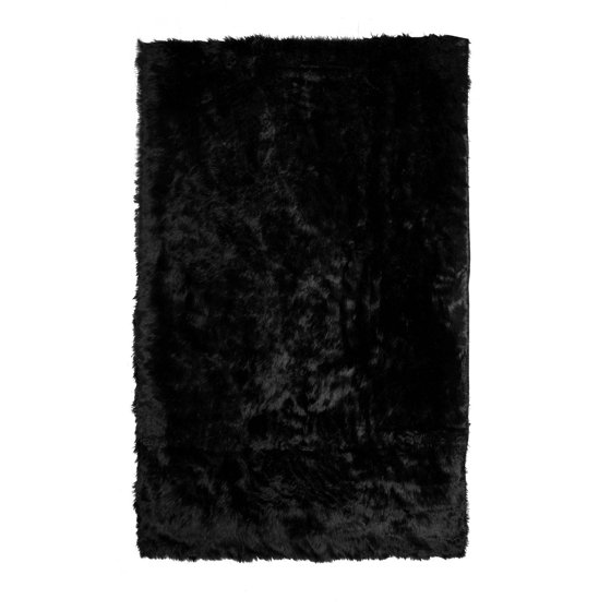 Ailis Faux Sheepskin Fur Area Rug Black Rectangular 8x5