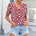 thumbnail image 2 of Uootdi Blouses for Women Dressy Casual Short Sleeve V Neck Floral Print Loose Fit Lightweight Summer Vacation Tops Gift, 2 of 8