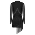 thumbnail image 4 of iiniim Women's V Neck Long Sleeve Fringe Latin Dance Tango Waltz Cocktail Party Dress Black XL, 4 of 7