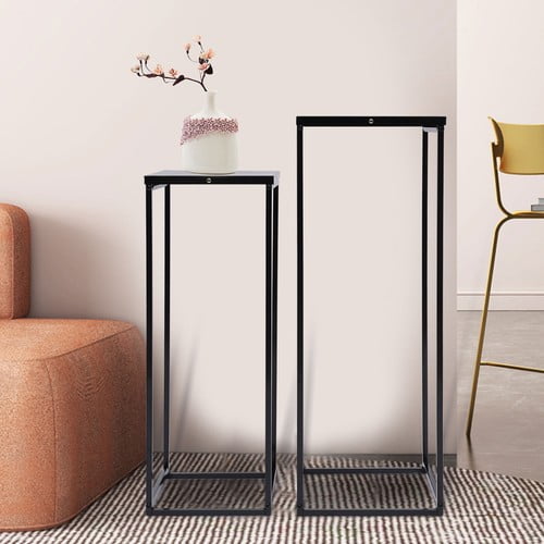 2pcs Metal Square Plant Stand, Large Flower Rack Holder Nesting Display, Modern Home Decor Side End Tables
