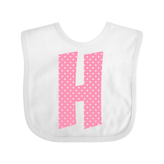 Inktastic Pink and White Polka Dots Letter H Boys or Girls Baby Bib