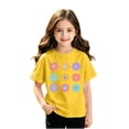 thumbnail image 3 of WAVSUF Girls Graphic T-Shirt Round Neck Short Sleeve Cotton Soft Summer Casual Fashion Tee Yellow Size 2, 3 of 8