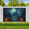 thumbnail image 5 of Gothic Design Halloween Banner Spooky Castle Jack O Lantern Decorative Spooky Scene Pumpkin for Halloween Party Yard Decor, 5 of 9