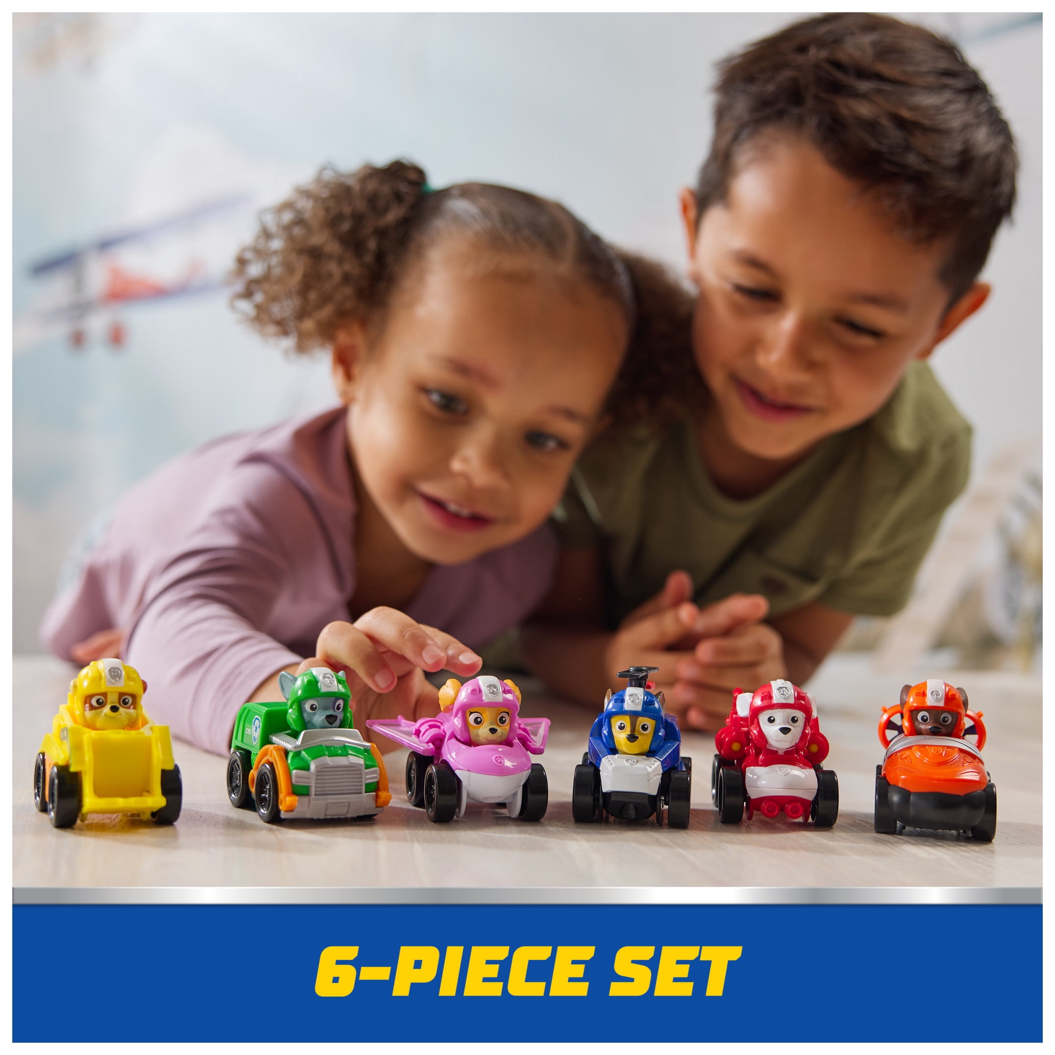 PAW Patrol: Air Rescue, 6-Piece Pup Squad Racers, Toy Cars Gift Set with Chase, Marshall, Skye, Rubble, Rocky & Zuma, Kids Toys for Boys & Girls 3+