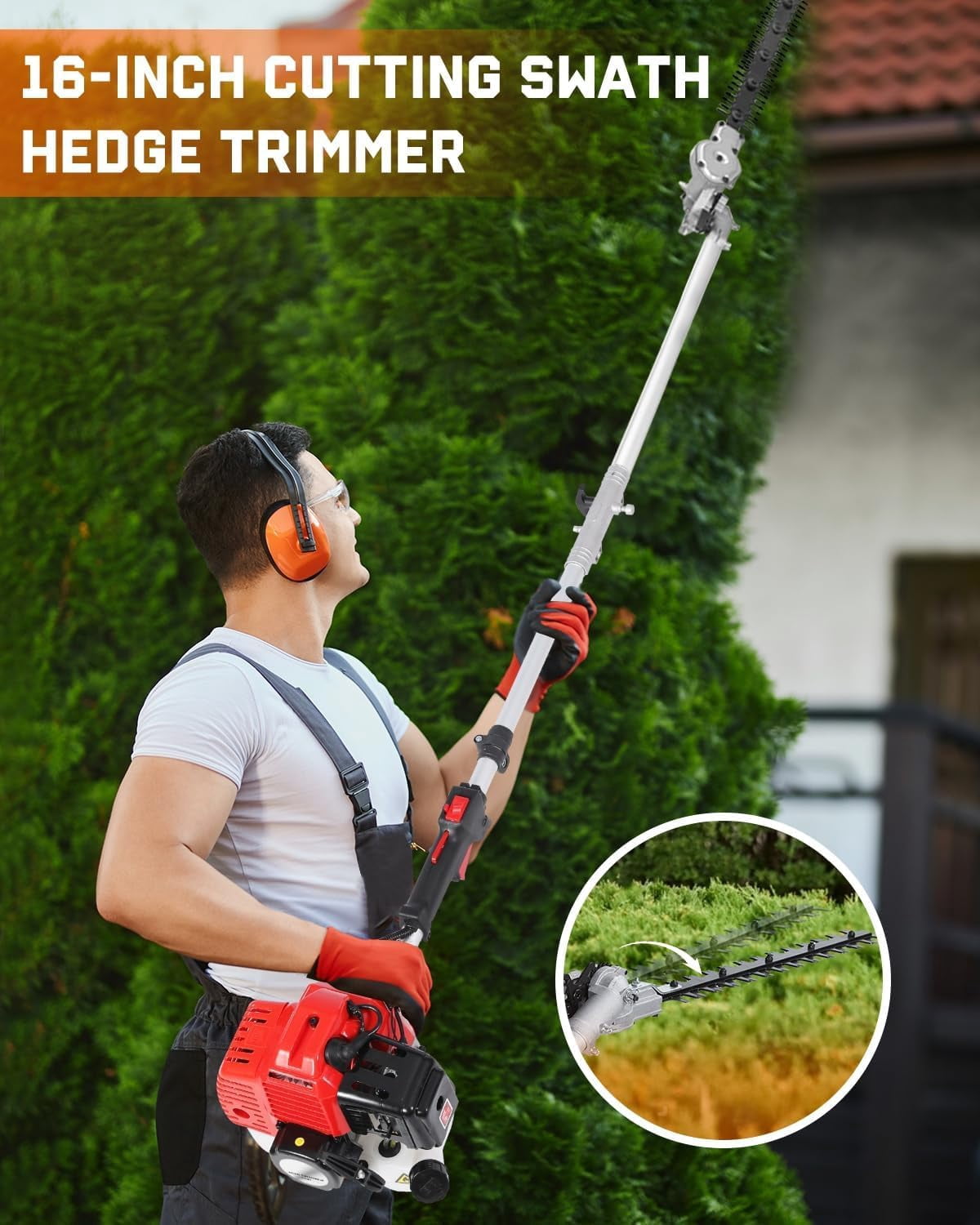 Gas Weed Wacker - 52cc 2-Stroke 5 in 1 Multi-Functional Lawn Mower Hedge Trimmer Pruners Gas Powered Brush Cutter, Handheld Weed Eater for Garden and Yard Lawn