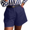 thumbnail image 4 of Dpjklzsn Women's High-Waisted Tailored Shorts, Side Pockets, Belt-loop Waist, Pleated Front for Work, Travel and Dressy Casual Outfits, 4 of 5