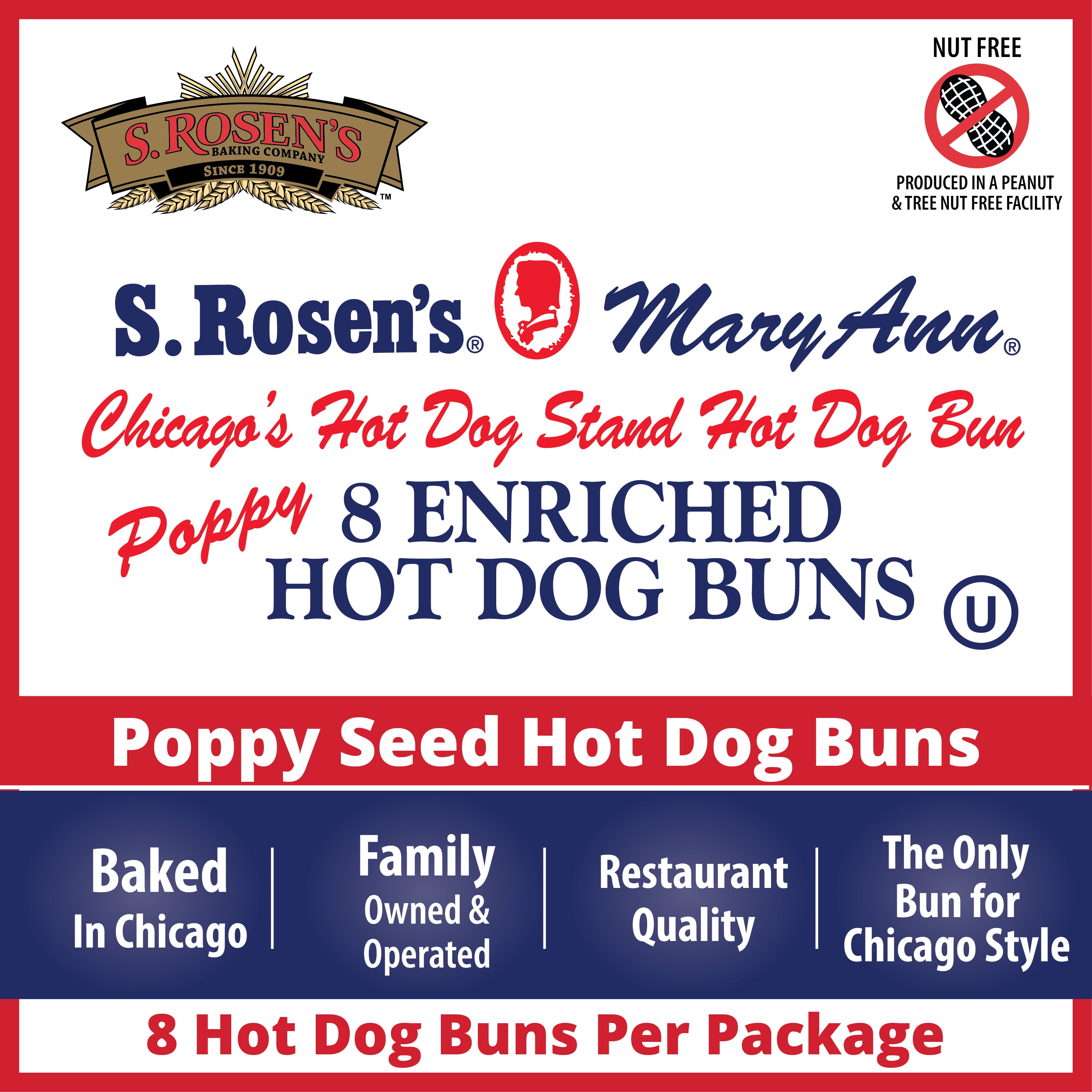 S.Rosen's Mary Ann Hot Poppy Seed Dog Fresh Buns 15 oz., 8 Count