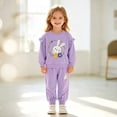 thumbnail image 2 of enyan Little Girls Fall Winter Outfit Size 1-8T Cotton Cute Print Long Sleeve Top and Pant Toddler Girl Clothes(Purple,9-12 Months), 2 of 6