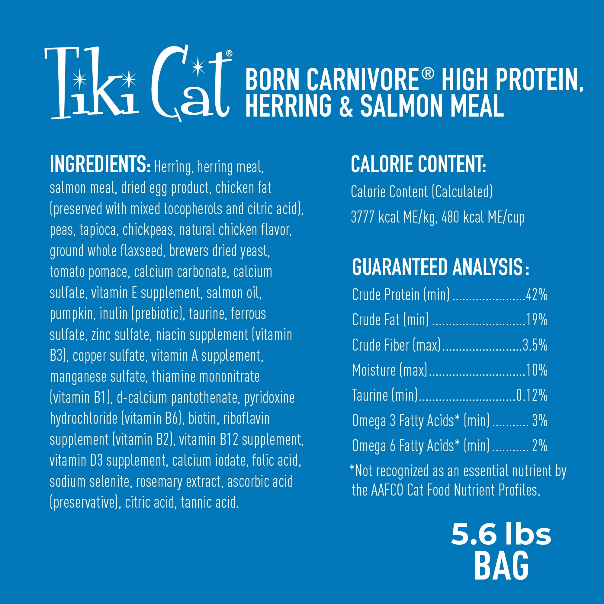 (2 pack) Tiki Cat Born Carnivore High Protein Dry Cat Food, Herring & Salmon Meal, 5.6 lbs. Bag