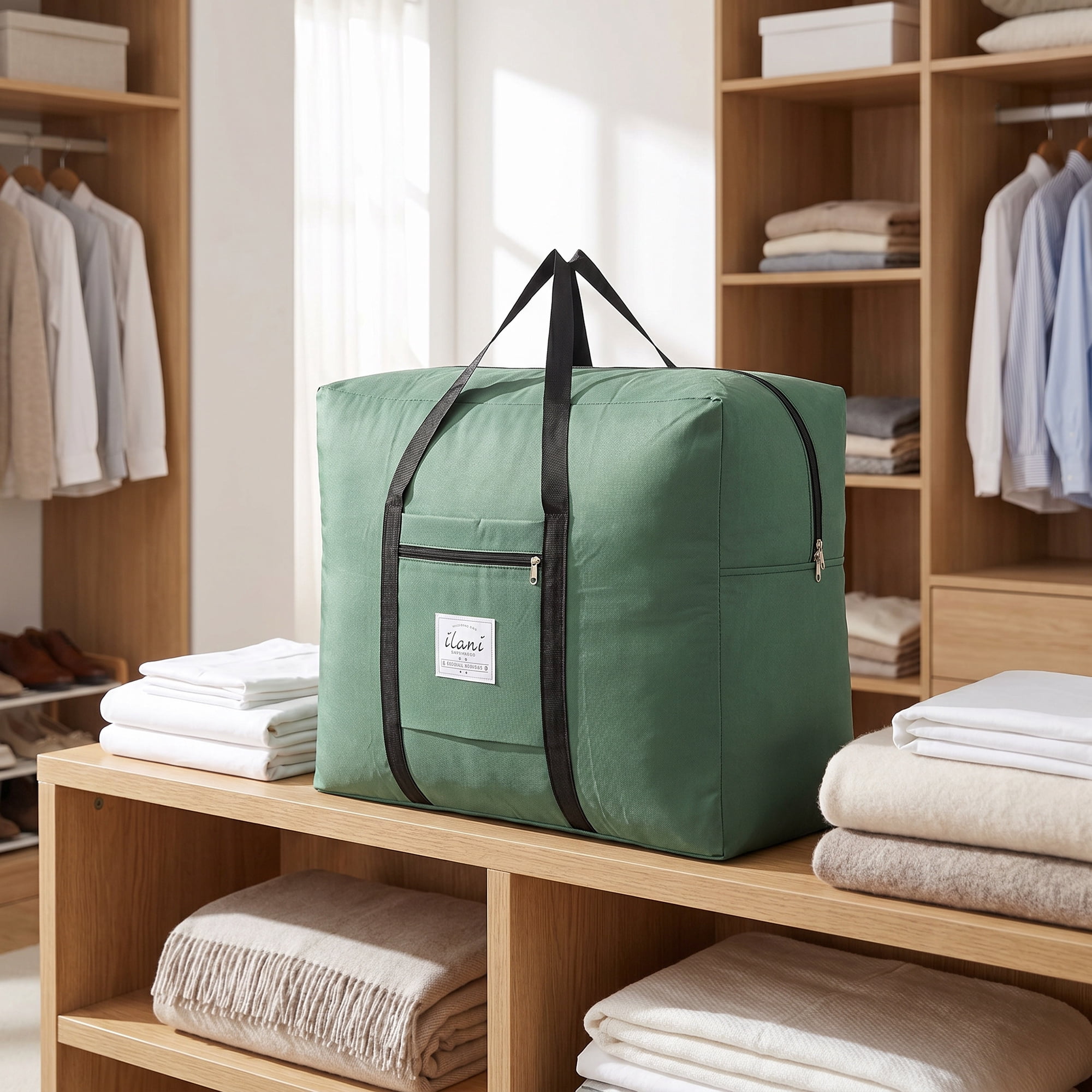 Unique Bargains Extra Large Oxford Travel Storage Bag for Organizing Army Green 23.6" x 20.1" x 11.8"
