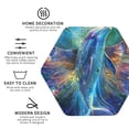 thumbnail image 3 of Honeii Colorful Winged Dolphin print Leather Coaster Set of 4, ideal for safeguarding your furniture from drinks spills and effortless cleanup-Hexagon, 3 of 6