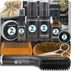 XIKEZAN Beard Straightener Kit,Beard Growth Grooming Kit W/Beard Straightener,Heat Protectant Spray,Beard Wash Shampoo,Conditioner,Oil,Balm,Wax,Comb,Brush,Scissor,Bag,E-Book
