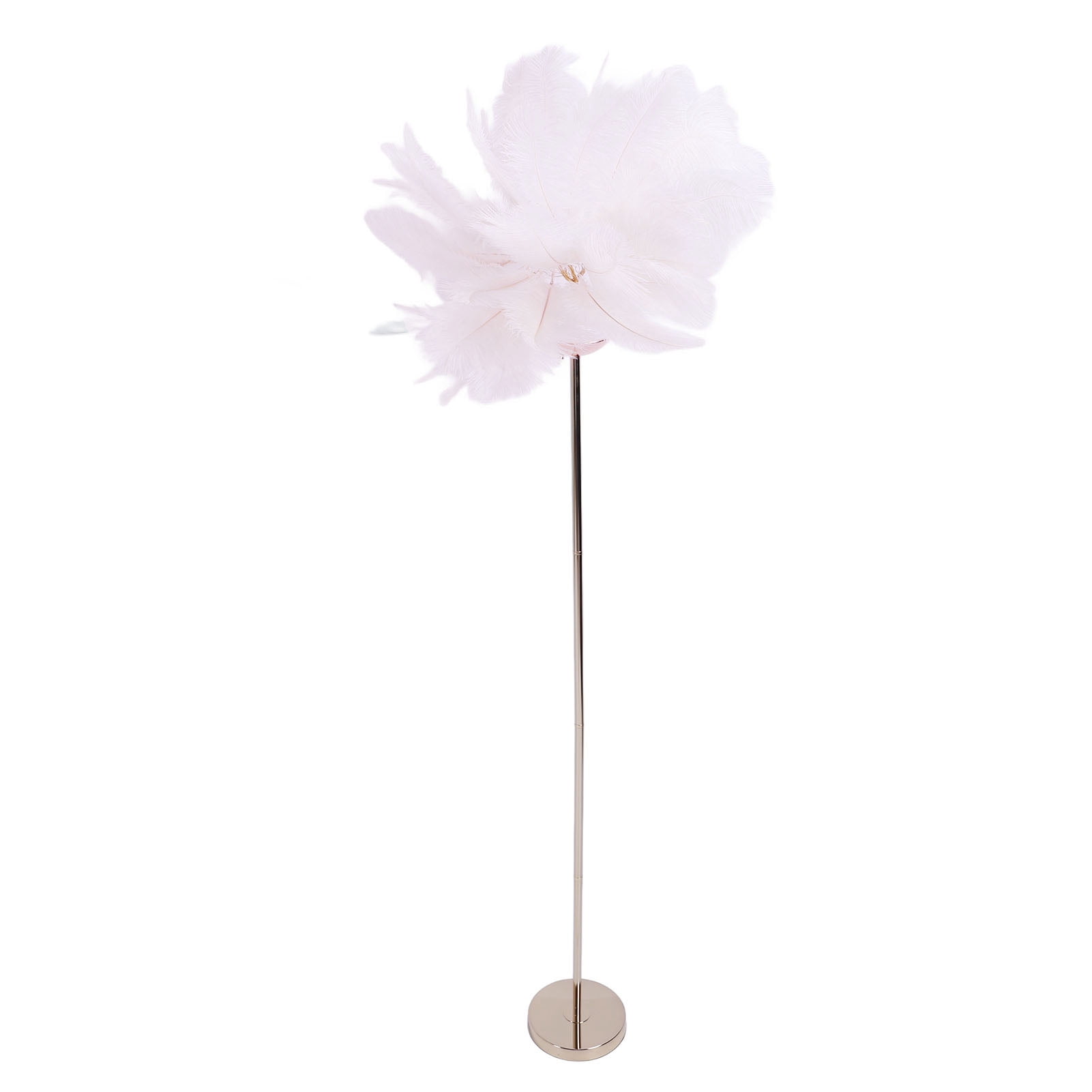 Fluffy Ostrich Feather Floor Lamp - 63" Tall, 3 Color Temps LED, For Living Room Or Bedroom Decor