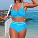 thumbnail image 5 of Traje de Baño Bikini Conjunto para Mujeres sin Mangas Patchwork V-Cuello Nudo Delantero Empujar Hacia Arriba Acolchado Dos Piezas, 5 of 7
