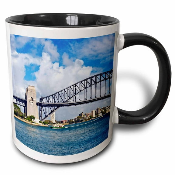 3drose, Australia, Sydney, New South Wales, Harbor Bridge - Au01 Mgl0052 - Miva Stock, 11oz Two-tone Black Mug