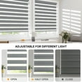 thumbnail image 3 of LazBlinds Cordless Zebra Blinds for Windows - Dual Layer Light Filtering & Blackout Roller Shades, Free-Stop Lift System, No Drill Easy Install, Day & Night Privacy with Valance, 22.5"W X 64"H, Grey, 3 of 6