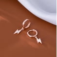 thumbnail image 5 of Solid 925 Sterling Silver Lightning Bolt Drop Hoop Earrings for Women Teens CZ Lightning Bolt Hoop Earrings Huggie, 5 of 12