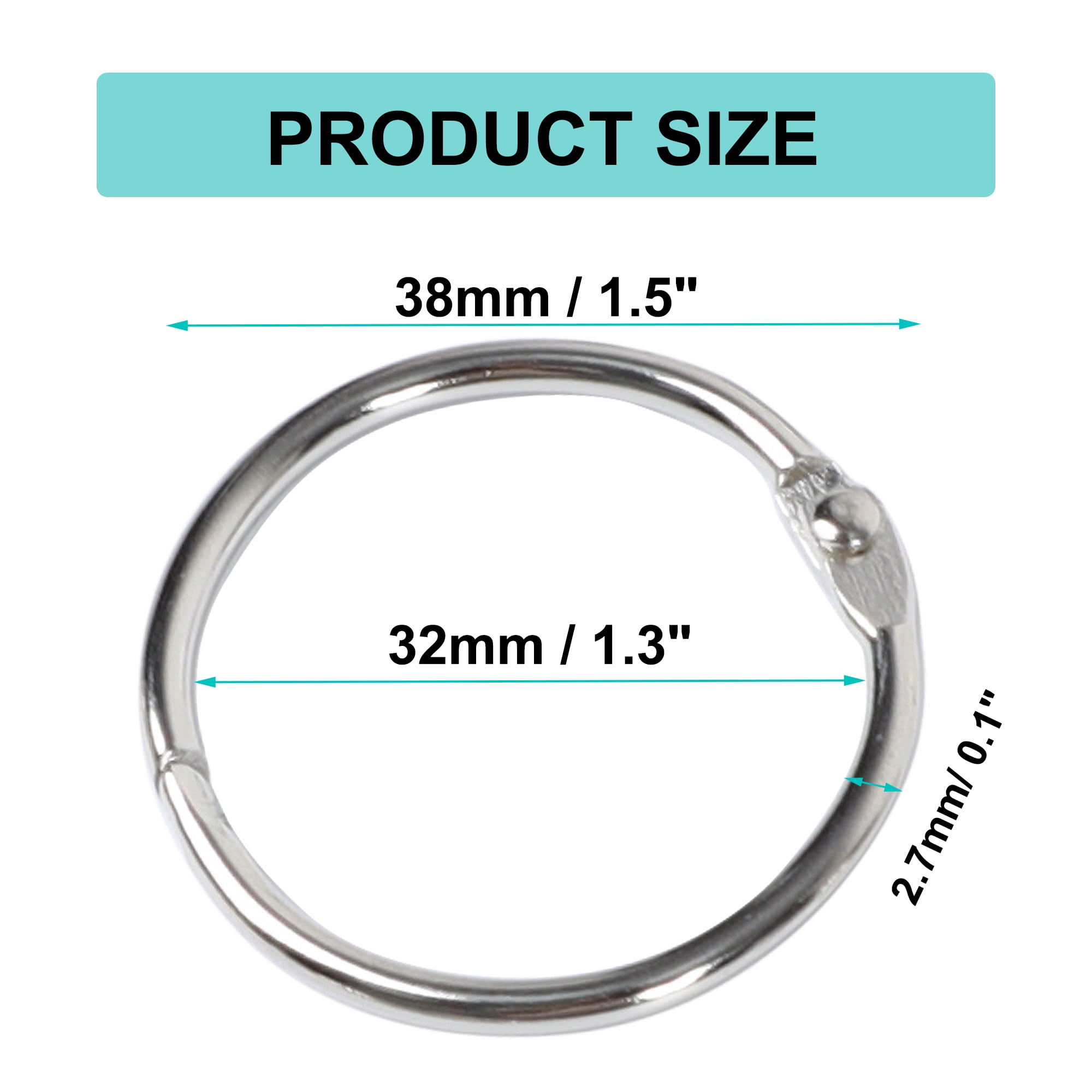 Unique Bargains  10 Pcs Loose Leaf Binder Rings Metal Binder Rings