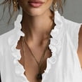 thumbnail image 5 of Babysbule Women's Sleeveless V Neck Ruffle Trim Cotton Tank Top Casual Peplum Blouse for Summer Daily Wear Vacation Dating, 5 of 8