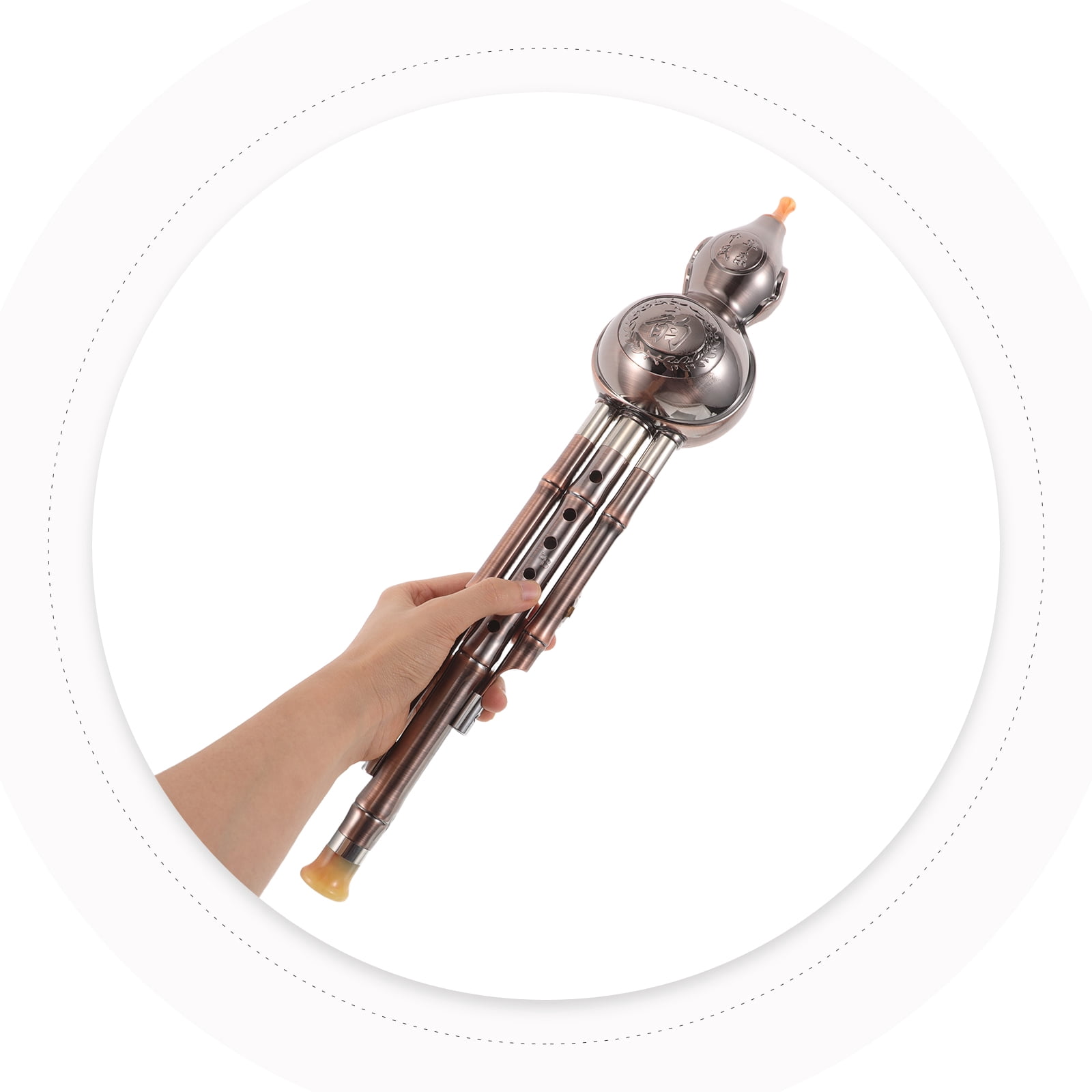 OUNONA Chinese B Key Hulusi Flute Coffee with Copper Plated Finish for Student Performance