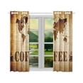 thumbnail image 2 of MYPOP Coffee World Map Window Curtain Kitchen Curtain 26x39 inches (Two Pieces), 2 of 3