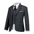 thumbnail image 4 of Yumcute 5-Piece Big Boys Formal Outfit Set, Gray Suit with Jacket, Vest, Pants, Shirt and Tie, 4 of 6