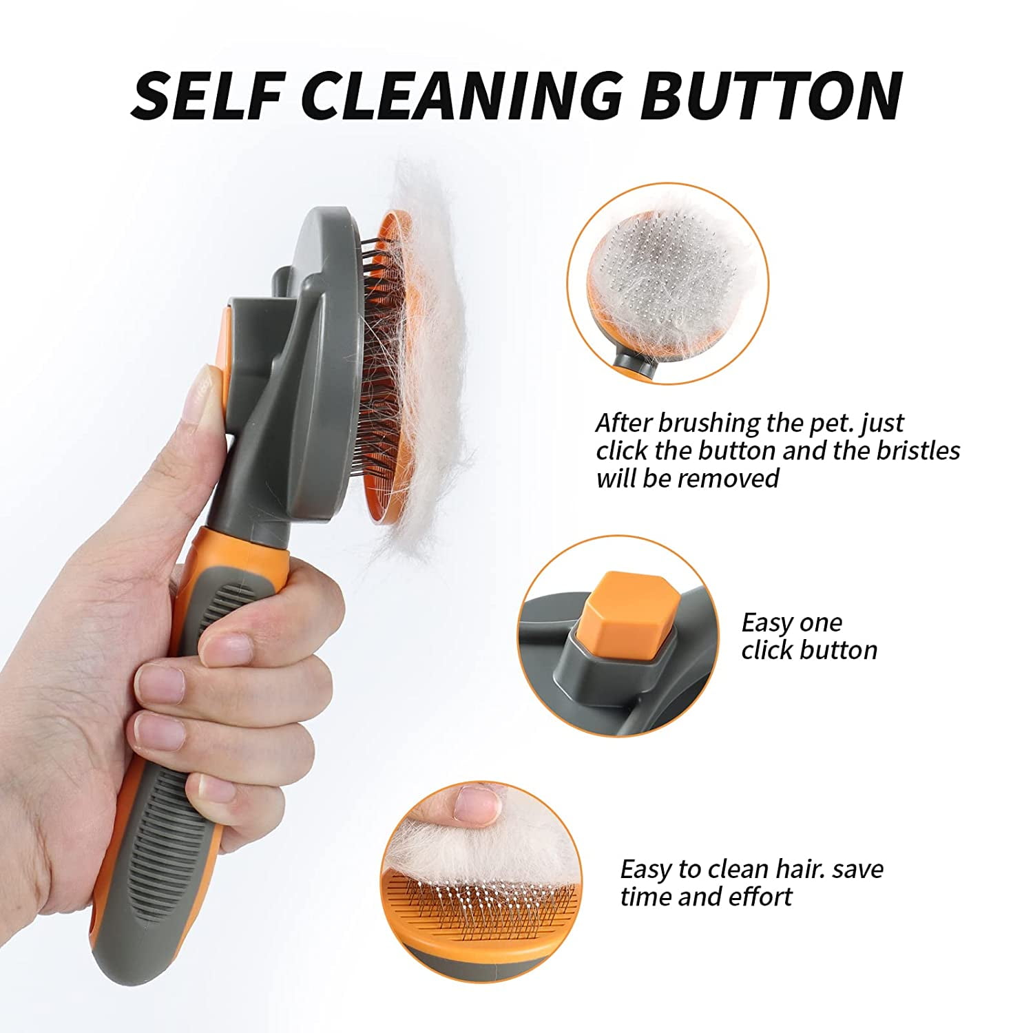 Self-Cleaning Cat & Dog Brush Carder Comb – Removes Knots, Stainless Steel Bristles (Blue/Pink)