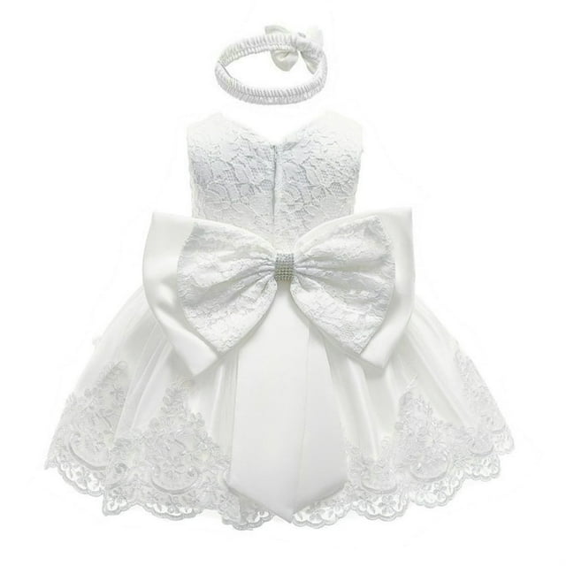 Girl Strapless Bowknot Formal Dress with Headband