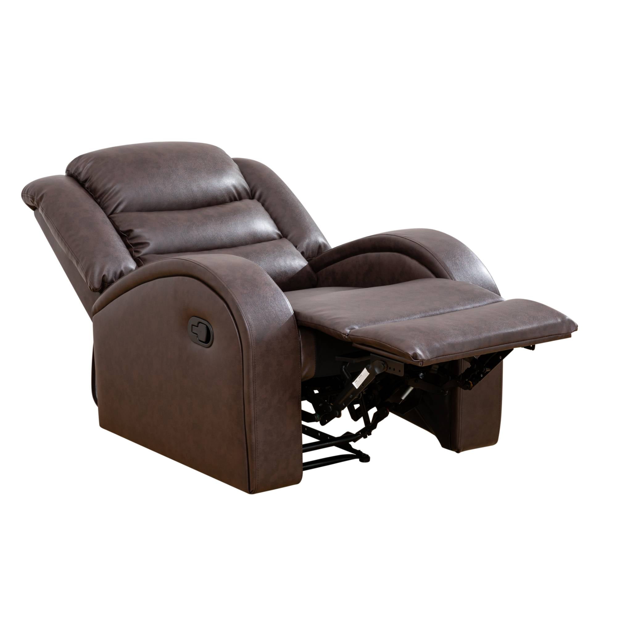 Manual Recliner Chair Leather Reclining Sofa Couch Home Theater Seating Seats for Living Room, Brown