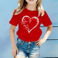 thumbnail image 2 of Likimi Children Girls Boys Tops Valentine'S Day Hearts Print Short Sleeve Crew Neck Breathable Shirts Red Size 12-13 Years, 2 of 3