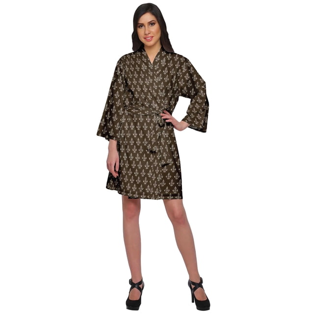 Moomaya Printed Kimono Robe For Girls Crossover Bathrobe Kimono Women Bathrobe