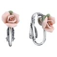 thumbnail image 2 of 1928 Jewelry Women's Bridal Pink Porcelain Rose Clip On Earrings, 2 of 4