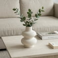 thumbnail image 5 of Unique Bargains Ceramic Modern Ripple Textured Decorative Vase White 4.7"L x 4.7"W x 6"H, 5 of 6