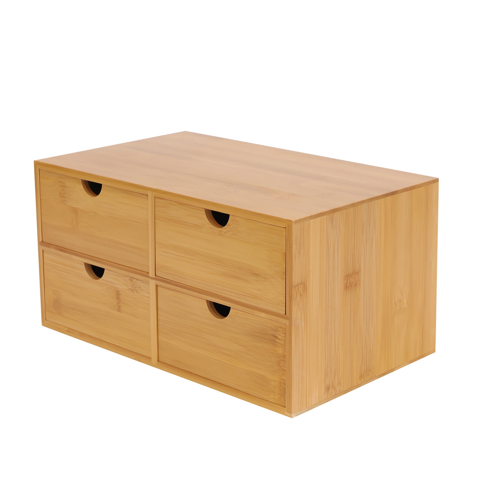 Bamboo Desk Organizer with 4 Drawers, Office Tabletop Storage Organization Box