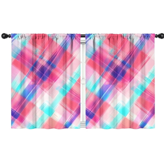 Blackout Kids Curtains,Multi Color Plaid Checkered Pattern Childrens Insulated Curtains Set Of 2,Bedroom Essentials,Toddler Room Decor 42"x54"